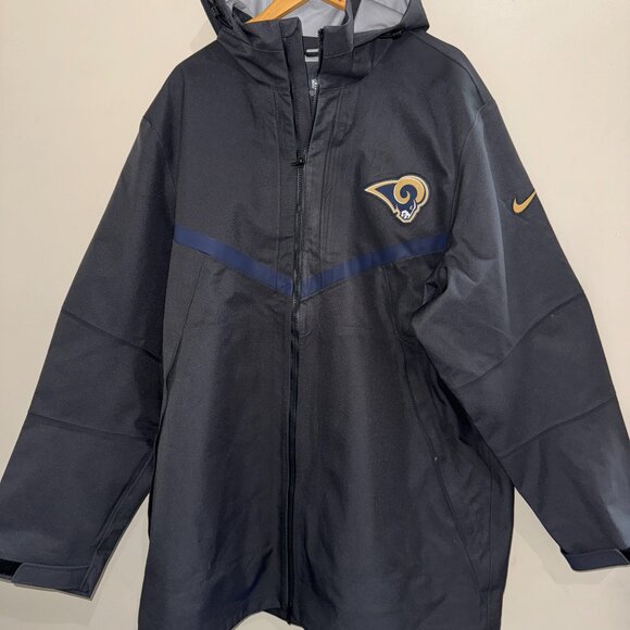 Nike NFL Los Angeles Rams Team Issue PE Storm-Fit Sideline Wind Rain Jacket 2XL - Picture 1 of 15